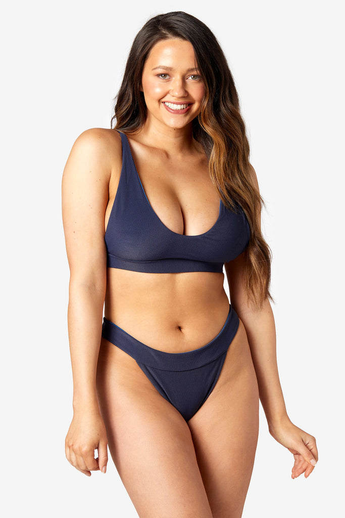 The Dreamer Top - Blue Ribbed Bikini Top - Blue Ribbed Bikini Set - Sustainable Swimwear