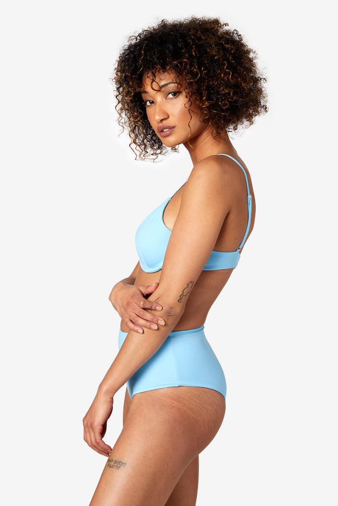 The Flirt Bottom - Cheeky Bikini Bottoms - Blue Cheeky Bikini Bottoms  - Blue High Waisted Bikini Bottom - Women's Bikini Set