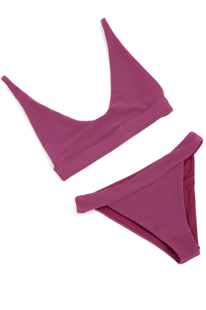 The Dreamer Top - Purple Bikini Top - Purple Ribbed Swimsuit - Ribbed Bikini Set