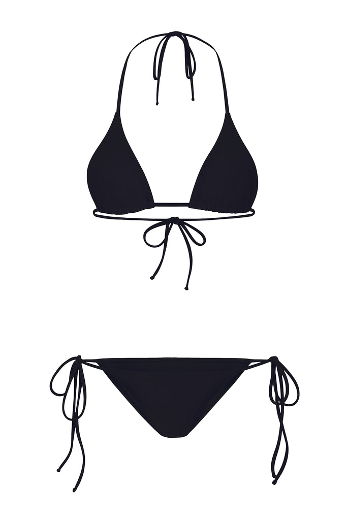 The Tide  Swimsuit Top - Black String Bikini - Black Micro Bikini Set - Black Tiny String Bikini - Woman beach bikini